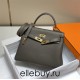 Hermes Hermès Kelly 25 Togo Dark Grey Gold Hardware Hand-Stitched