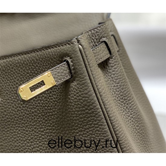 Hermes Hermès Kelly 25 Togo Dark Grey Gold Hardware Hand-Stitched