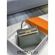 Hermes Hermès Kelly 25 Togo Grey Blue Gold Hardware Hand-Stitched