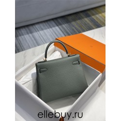 Hermes Hermès Kelly 25 Togo Grey Blue Gold Hardware Hand-Stitched