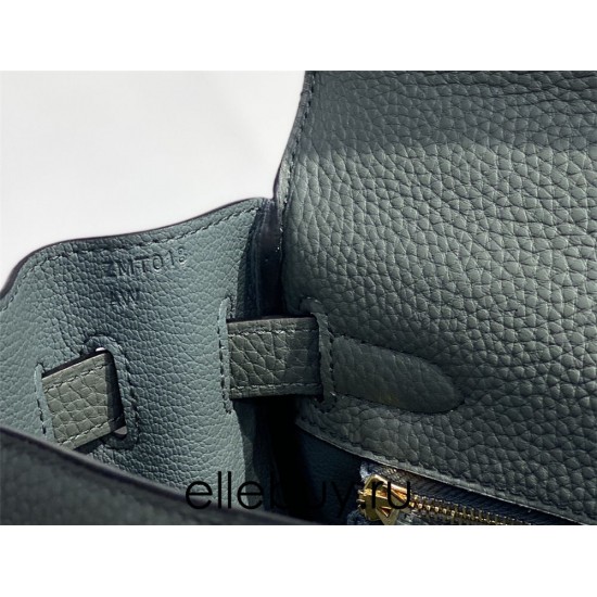 Hermes Hermès Kelly 25 Togo Grey Blue Gold Hardware Hand-Stitched