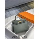 Hermes Hermès Kelly 28 Togo Grey Blue Gold Hardware Hand-Stitched