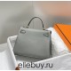 Hermes Hermès Kelly 25 Togo Light Grey Blue Gold Hardware Hand-Stitched