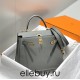 Hermes Hermès Kelly 25 Togo Light Grey Blue Gold Hardware Hand-Stitched