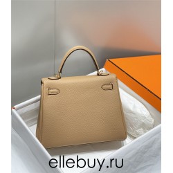 Hermes Hermès Kelly 25 Togo Milk Tea Brown Silver Hardware Hand-Stitched