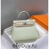 Hermes Hermès Kelly 25 Togo Bubble Green Silver Hardware Hand-Stitched