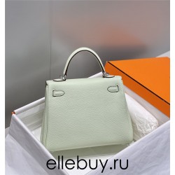 Hermes Hermès Kelly 25 Togo Bubble Green Silver Hardware Hand-Stitched