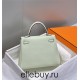 Hermes Hermès Kelly 25 Togo Bubble Green Silver Hardware Hand-Stitched