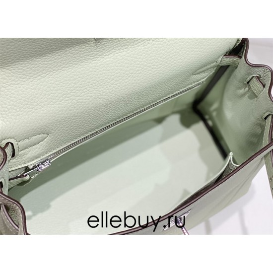 Hermes Hermès Kelly 25 Togo Bubble Green Silver Hardware Hand-Stitched