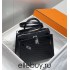 Hermes Hermès Kelly 25 Crocodile Skin Pattern Lambskin Inside Black Silver Hardware Hand-Stitched