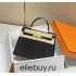 Hermes Hermès Kelly 25 Crocodile Skin Pattern Lambskin Inside Black Gold Hardware Hand-Stitched