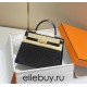 Hermes Hermès Kelly 25 Crocodile Skin Pattern Lambskin Inside Black Gold Hardware Hand-Stitched