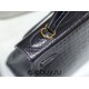 Hermes Hermès Kelly 25 Crocodile Skin Pattern Lambskin Inside Black Gold Hardware Hand-Stitched