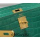 Hermes Hermès Kelly 28 Crocodile Skin Pattern Lambskin Inside Green Gold Hardware Hand-Stitched