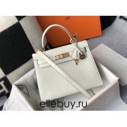 Hermes Hermès Kelly 25 Crocodile Skin Pattern Lambskin Inside White Gold Hardware Hand-Stitched