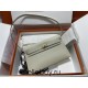 Hermes Hermès Kelly Elan 27 Goat Skin Grey Gold Hardware Hand-Stitched