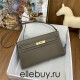 Hermes Hermès Kelly Elan 27 Goat Skin Dark Grey Gold Hardware Hand-Stitched