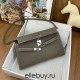 Hermes Hermès Kelly Elan 27 Goat Skin Dark Grey Silver Hardware Hand-Stitched