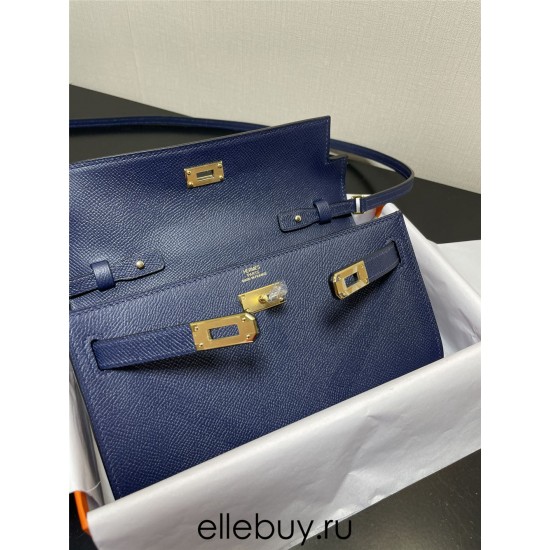 Hermes Hermès Kelly WOC 20.5 Blue Epsom Gold Hardware 20.5 x 11 x 2 cm Hand-Stitched