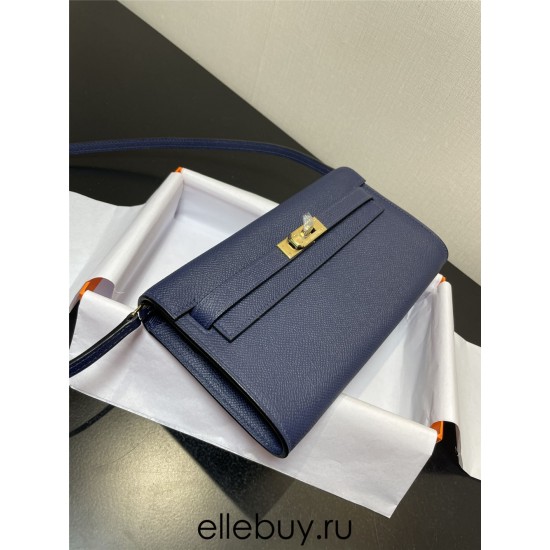 Hermes Hermès Kelly WOC 20.5 Blue Epsom Gold Hardware 20.5 x 11 x 2 cm Hand-Stitched