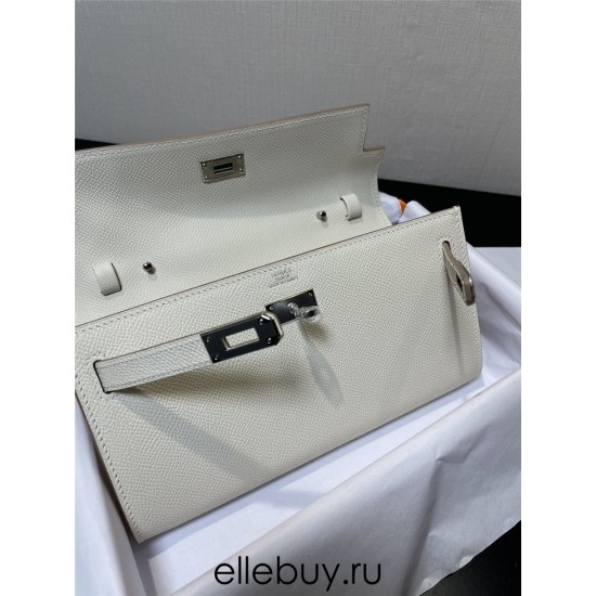 Hermes Hermès Kelly WOC 20.5 White Epsom Silver Hardware 20.5 x 11 x 2 cm Hand-Stitched