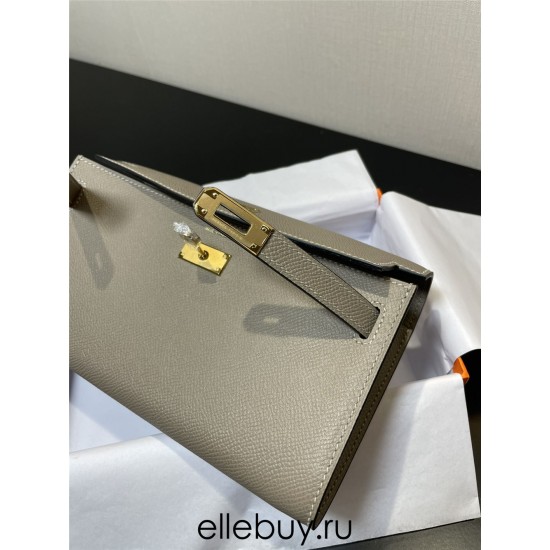 Hermes Hermès Kelly WOC 20.5 Grey Epsom Gold Hardware 20.5 x 11 x 2 cm Hand-Stitched