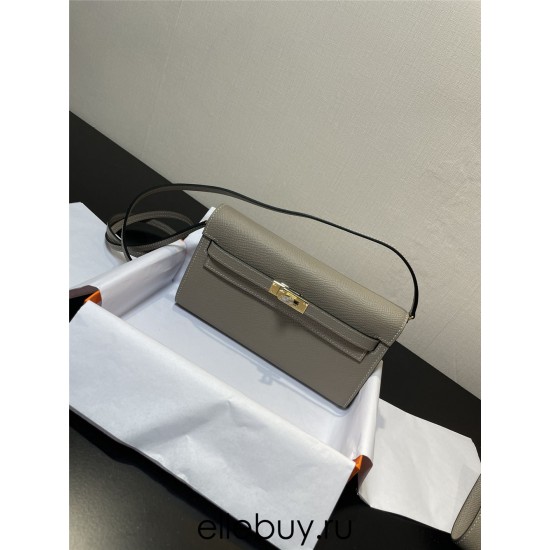 Hermes Hermès Kelly WOC 20.5 Grey Epsom Gold Hardware 20.5 x 11 x 2 cm Hand-Stitched