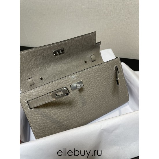 Hermes Hermès Kelly WOC 20.5 Grey Epsom Silver Hardware 20.5 x 11 x 2 cm Hand-Stitched