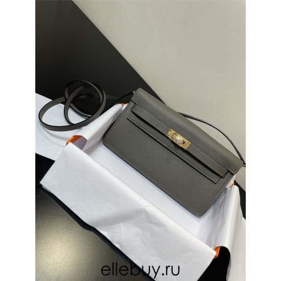 Hermes Hermès Kelly WOC 20.5 Dark Grey Epsom Gold Hardware 20.5 x 11 x 2 cm Hand-Stitched