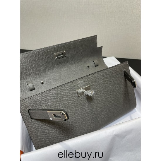 Hermes Hermès Kelly WOC 20.5 Dark Grey Epsom Silver Hardware 20.5 x 11 x 2 cm Hand-Stitched