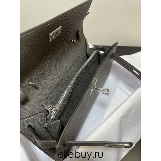 Hermes Hermès Kelly WOC 20.5 Dark Grey Epsom Silver Hardware 20.5 x 11 x 2 cm Hand-Stitched