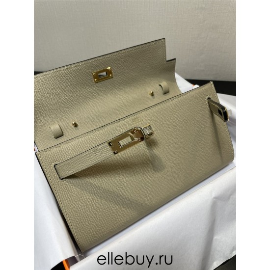 Hermes Hermès Kelly WOC 20.5 Light Grey Epsom Gold Hardware 20.5 x 11 x 2 cm Hand-Stitched