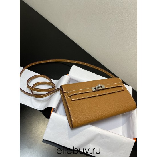 Hermes Hermès Kelly WOC 20.5 Brown Epsom Silver Hardware 20.5 x 11 x 2 cm Hand-Stitched