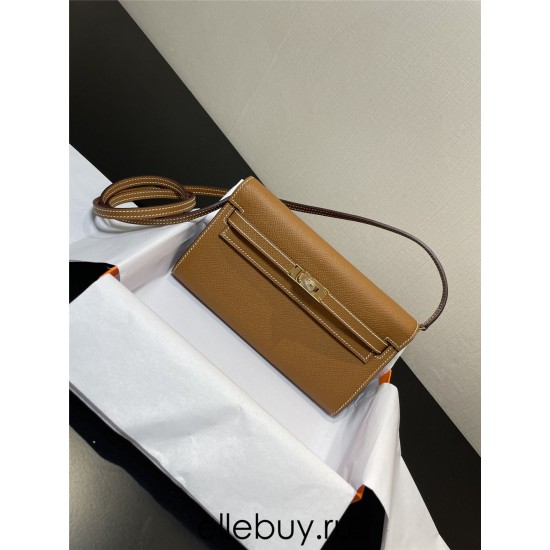 Hermes Hermès Kelly WOC 20.5 Brown Epsom Gold Hardware 20.5 x 11 x 2 cm Hand-Stitched