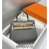 Hermes Hermès Mini Kelly 20 Togo Grey Blue Gold Hardware Hand-Stitched