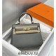 Hermes Hermès Mini Kelly 20 Togo Grey Blue Gold Hardware Hand-Stitched