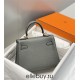 Hermes Hermès Mini Kelly 20 Togo Grey Blue Gold Hardware Hand-Stitched