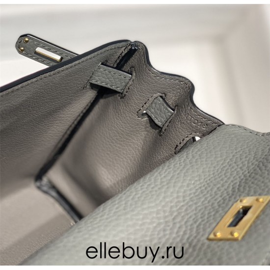 Hermes Hermès Mini Kelly 20 Togo Grey Blue Gold Hardware Hand-Stitched