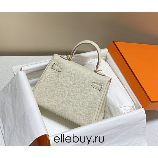 Hermes Hermès Mini Kelly 20 Togo White Gold Hardware Hand-Stitched