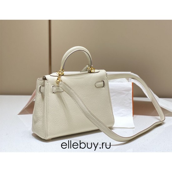 Hermes Hermès Mini Kelly 20 Togo White Gold Hardware Hand-Stitched