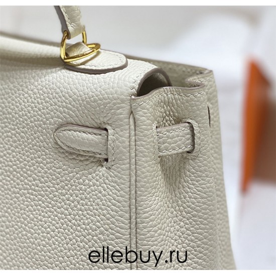 Hermes Hermès Mini Kelly 20 Togo White Gold Hardware Hand-Stitched