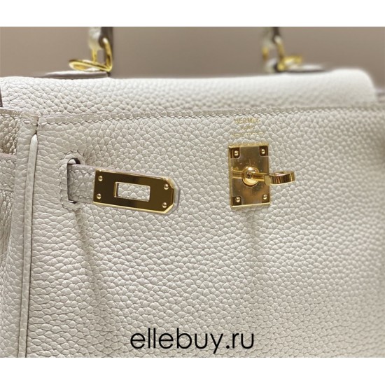 Hermes Hermès Mini Kelly 20 Togo White Gold Hardware Hand-Stitched