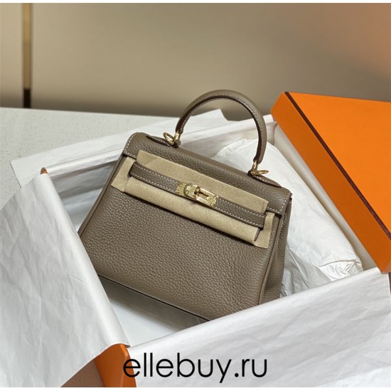 Hermes Hermès Mini Kelly 20 Togo Grey Gold Hardware Hand-Stitched