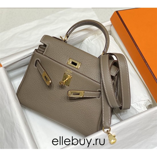 Hermes Hermès Mini Kelly 20 Togo Grey Gold Hardware Hand-Stitched