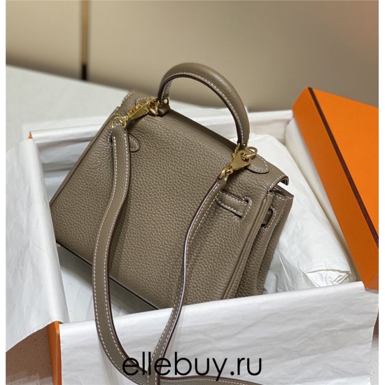 Hermes Hermès Mini Kelly 20 Togo Grey Gold Hardware Hand-Stitched