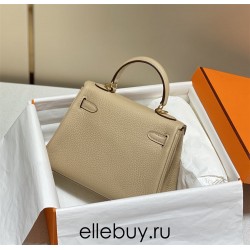 Hermes Hermès Mini Kelly 20 Togo Milk Tea Brown Gold Hardware Hand-Stitched