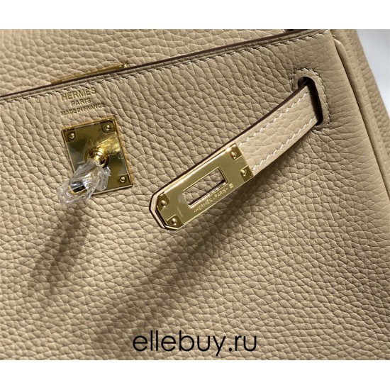 Hermes Hermès Mini Kelly 20 Togo Milk Tea Brown Gold Hardware Hand-Stitched