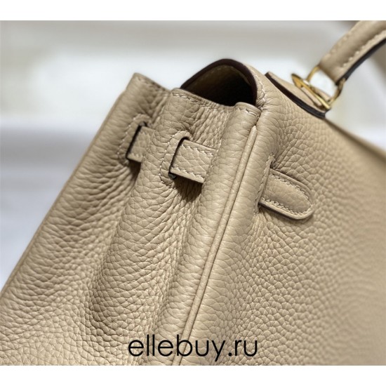 Hermes Hermès Mini Kelly 20 Togo Milk Tea Brown Gold Hardware Hand-Stitched