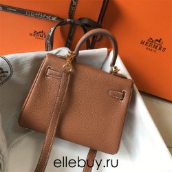 Hermes Hermès Mini Kelly 20 Togo Brown Gold Hardware Hand-Stitched