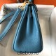 Hermes Hermès Mini Kelly 20 Togo Blue Gold Hardware Hand-Stitched